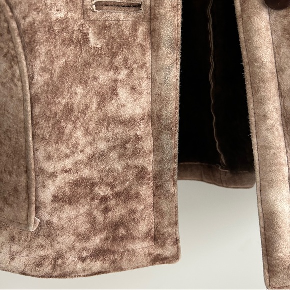 Vintage Sheepskin Shearling Suede Leather Aviator Bomber Jacket - Picture 6 of 17